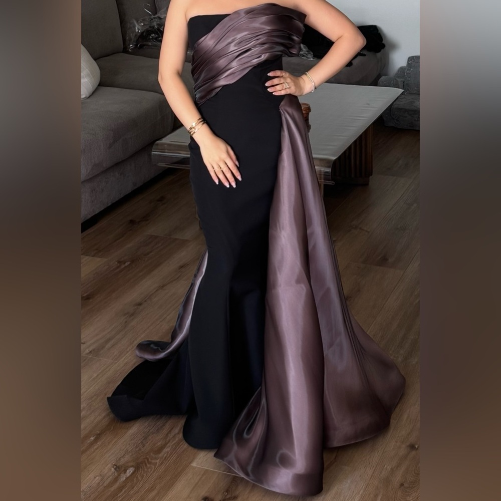 MNM Couture Black and Purple Prom Dress